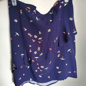 Beach Print Ruffled Skirt